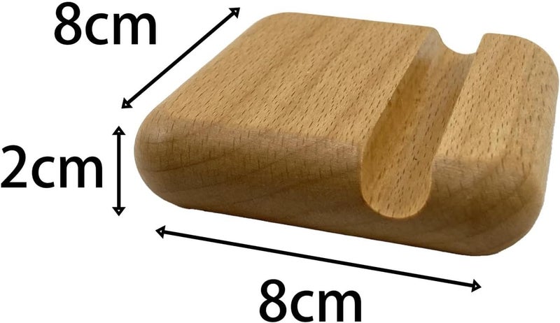 MOORCHOCO Beech Wood Phone Stand, Desktop Mobile Holder Cell Phone Stand for Desk-Portable Wood Phone Holder for Bed Compatible with iPhone 16 Pro Max 12 Smartphone Wooden Office Aesthetic Desk Accessories - Image 2
